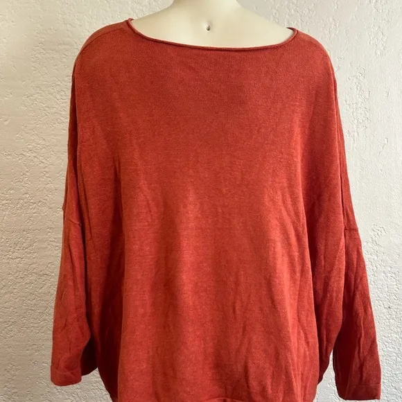 EILEEN FISHER orange boxy 100% organic line sweater L /XL