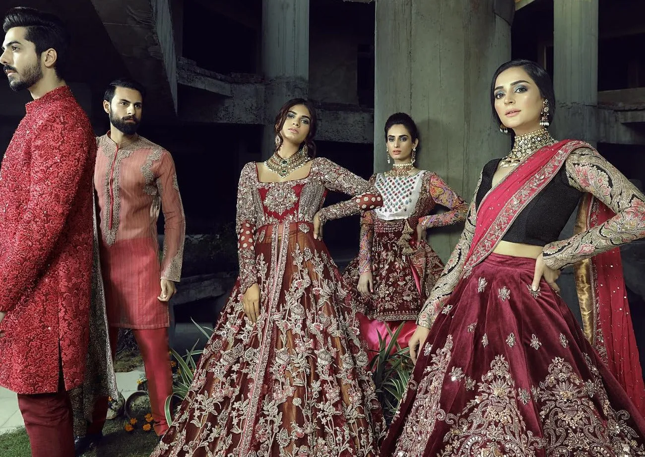 Embellished Maroon Velvet Bridal Lehenga Choli #BN1277
