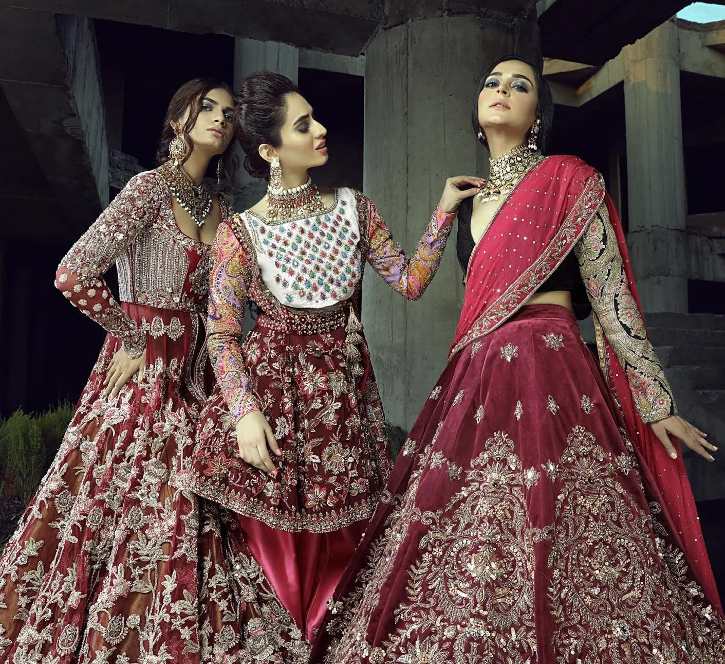 Embellished Maroon Velvet Bridal Lehenga Choli #BN1277