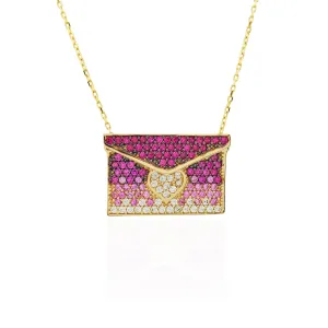 Engravable Hot Pink Purse Handbag Necklace (14K)