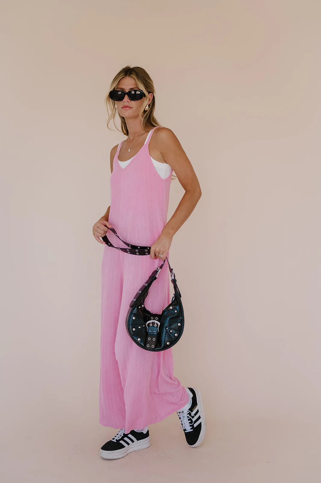 Everyday Ease Ribbed Jumpsuit// Barbie Pink