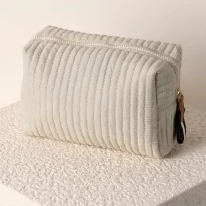 Ezra Large Boxy Cosmetic Pouch in Ivory