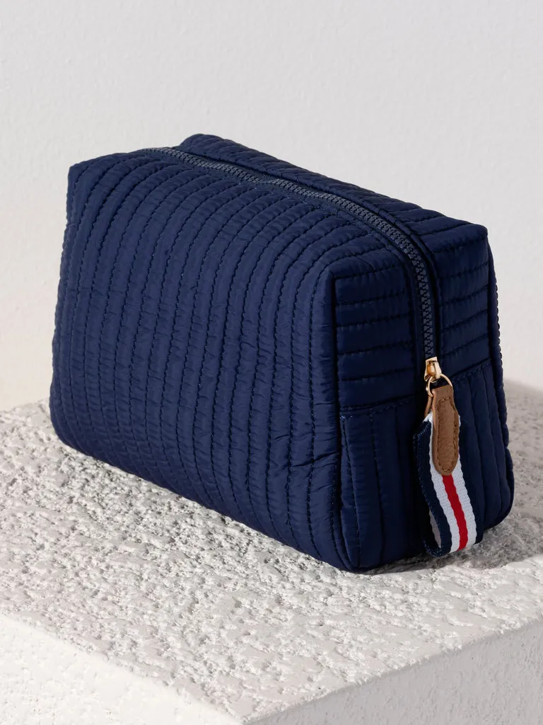 Ezra Quilted Nylon Boxy Cosmetic Pouch Set - Navy
