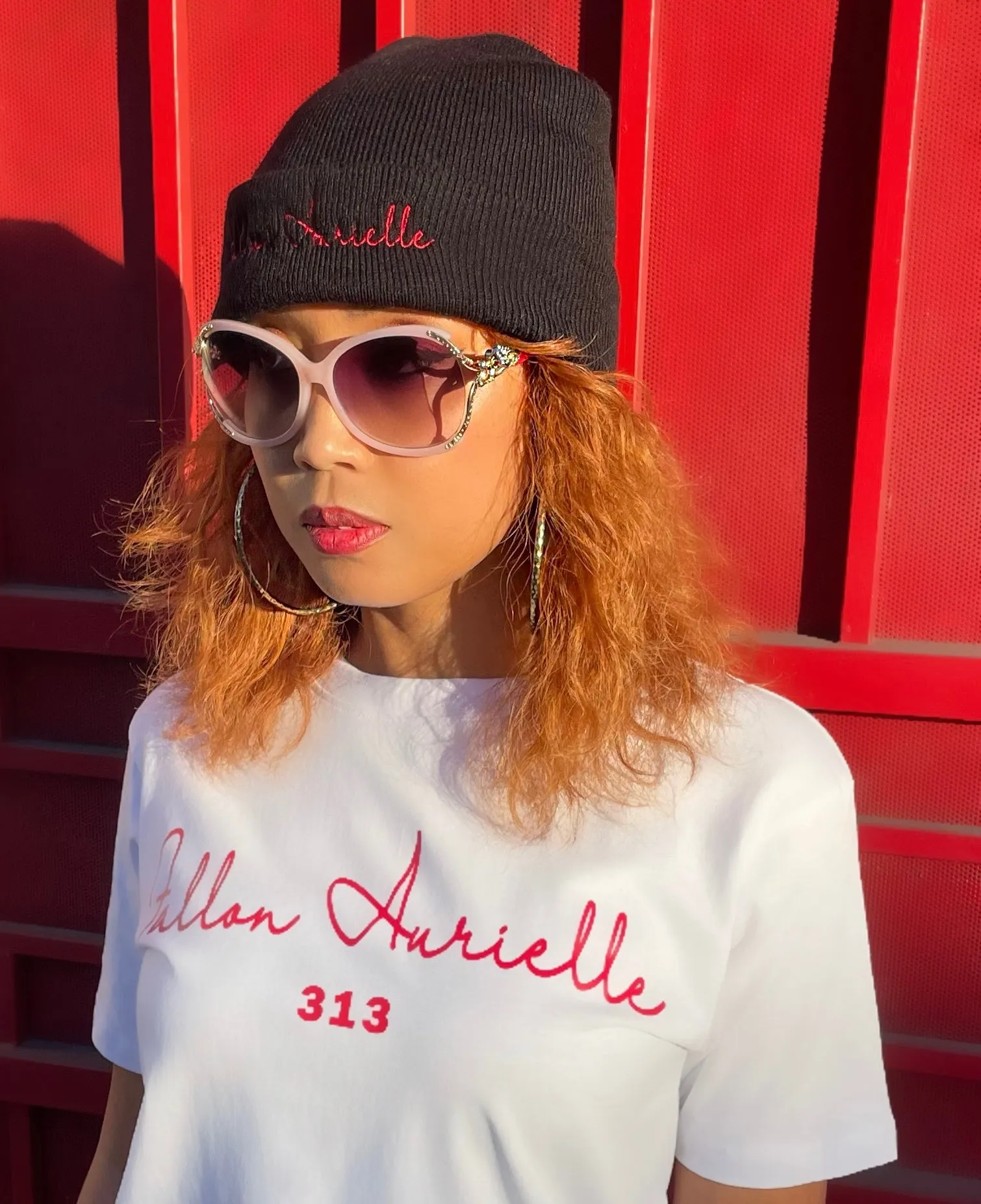 Fallon Aurielle Signature Beanie Hat (Black & Red)