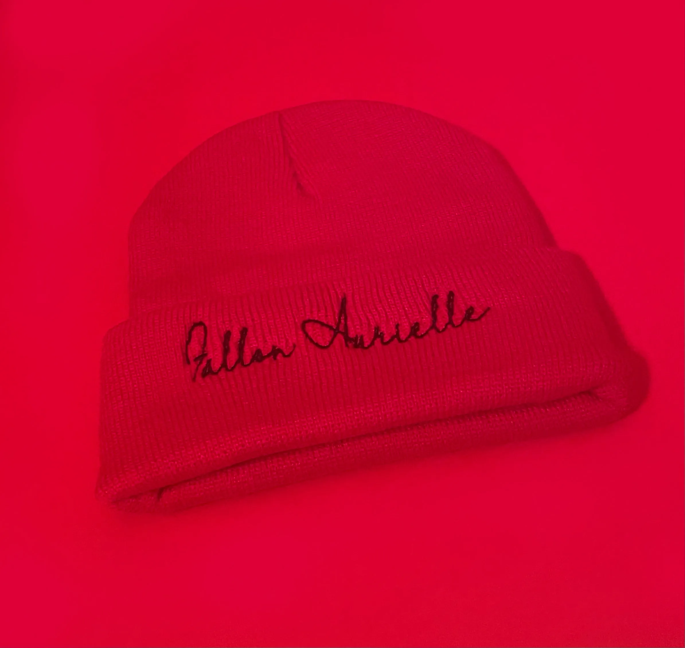 Fallon Aurielle Signature Beanie Hat (Red & Black)