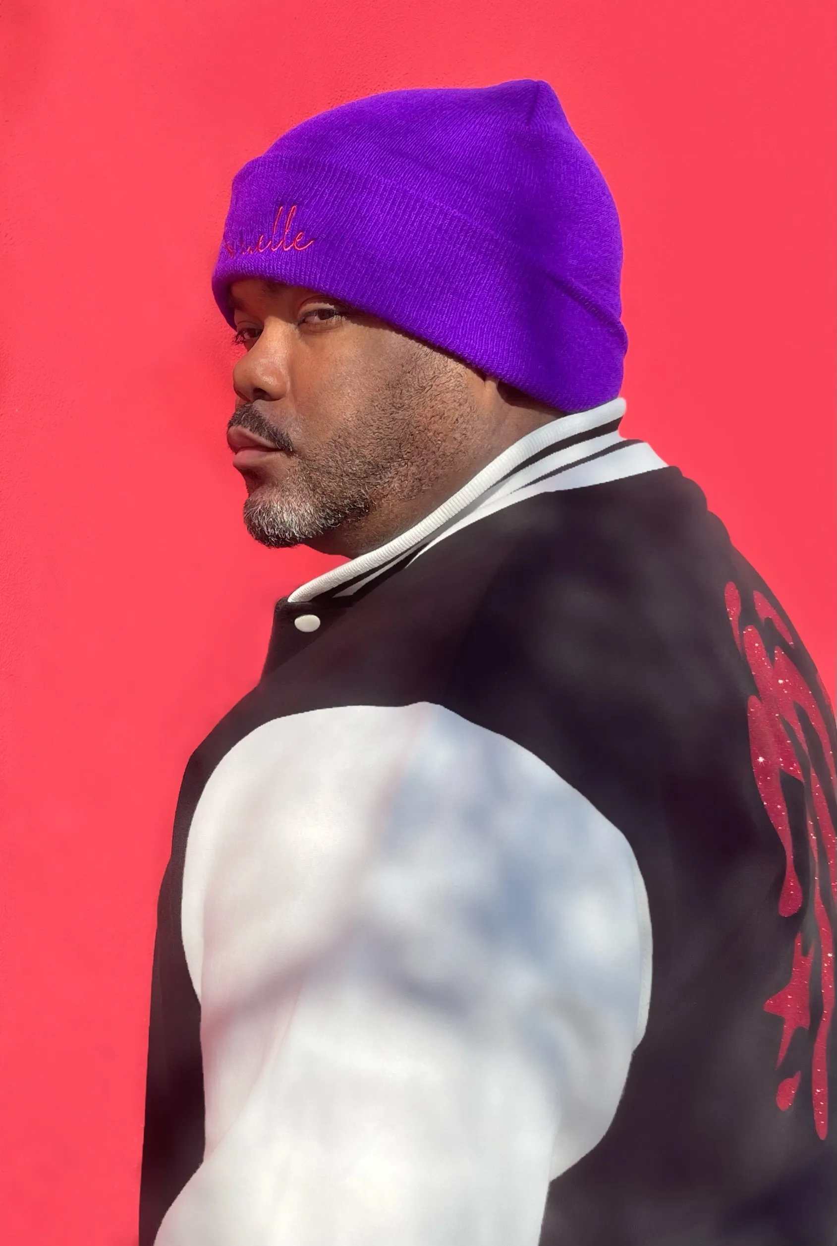Fallon Aurielle Signature Beanie Hat (Royal Purple & Red)