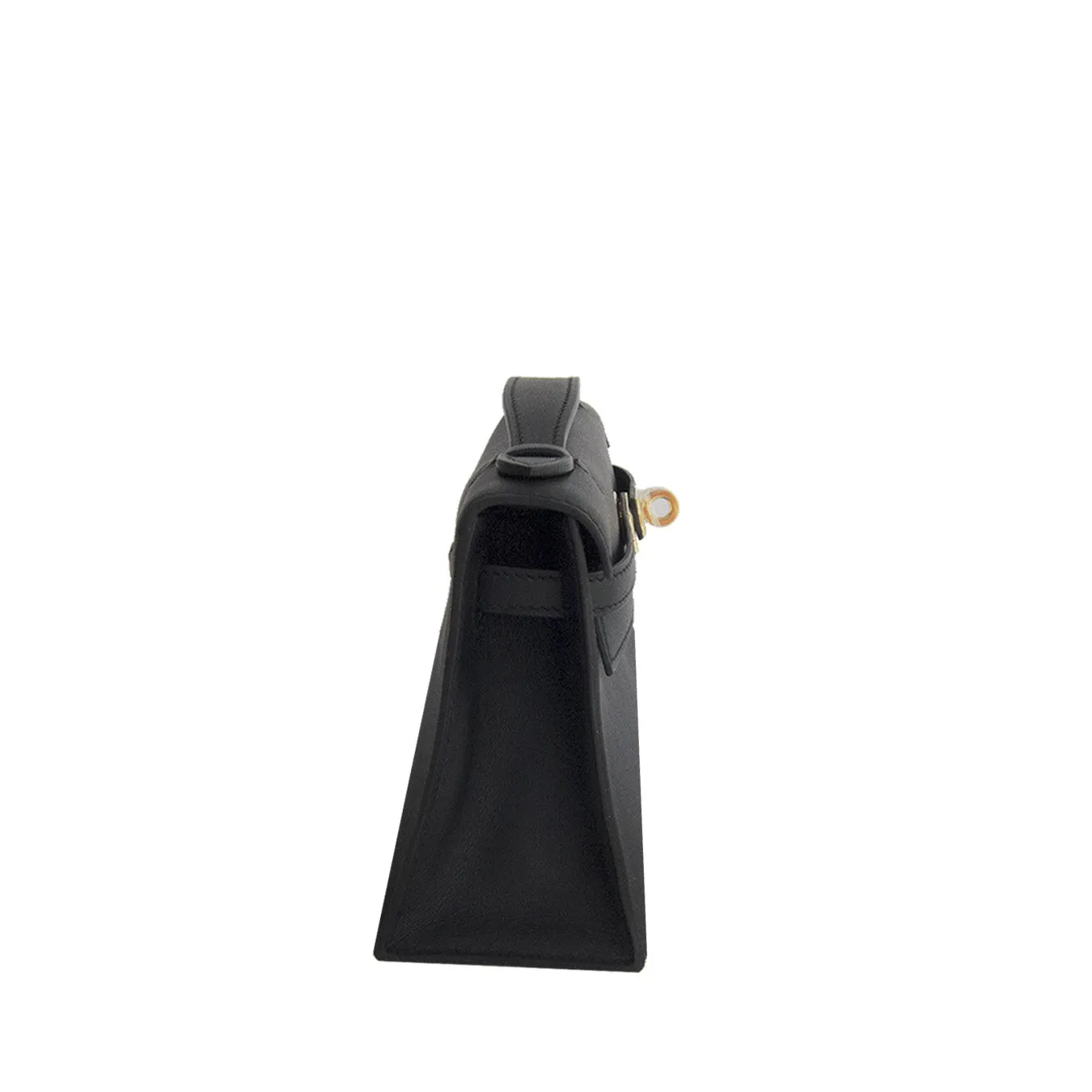 Fashionista Fave Hermes Black Gold Swift Kelly Pochette Cut Clutch Bag