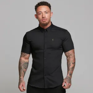 Father Sons Super Slim Ultra Stretch Classic Black Short Sleeve (Khaki Embroidery) -  FS481