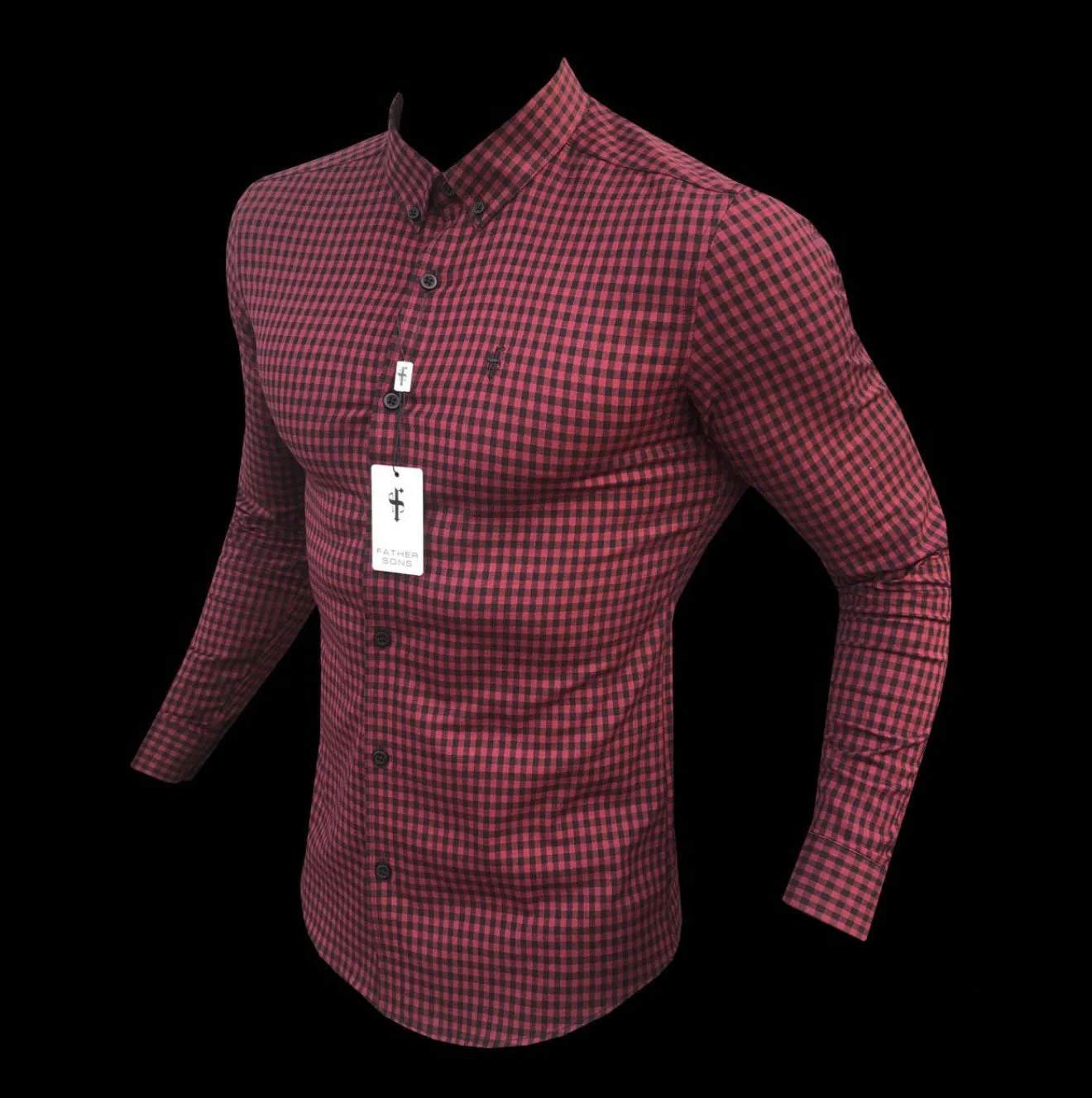 Father Sons Super Slim Ultra Stretch Red & Black Check - FS473