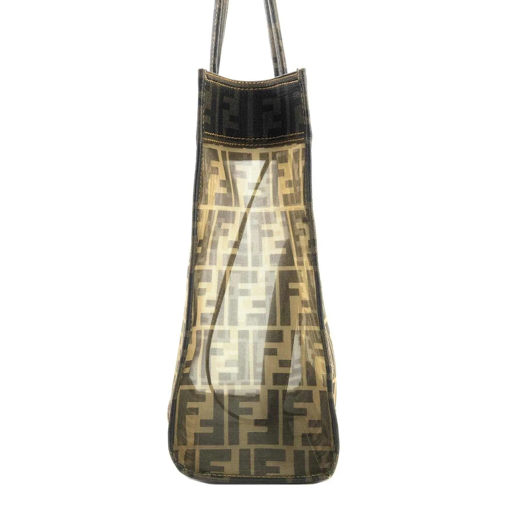 FENDI Zucca handbag  tote bag square  mesh pvc brown old vintage zemssz