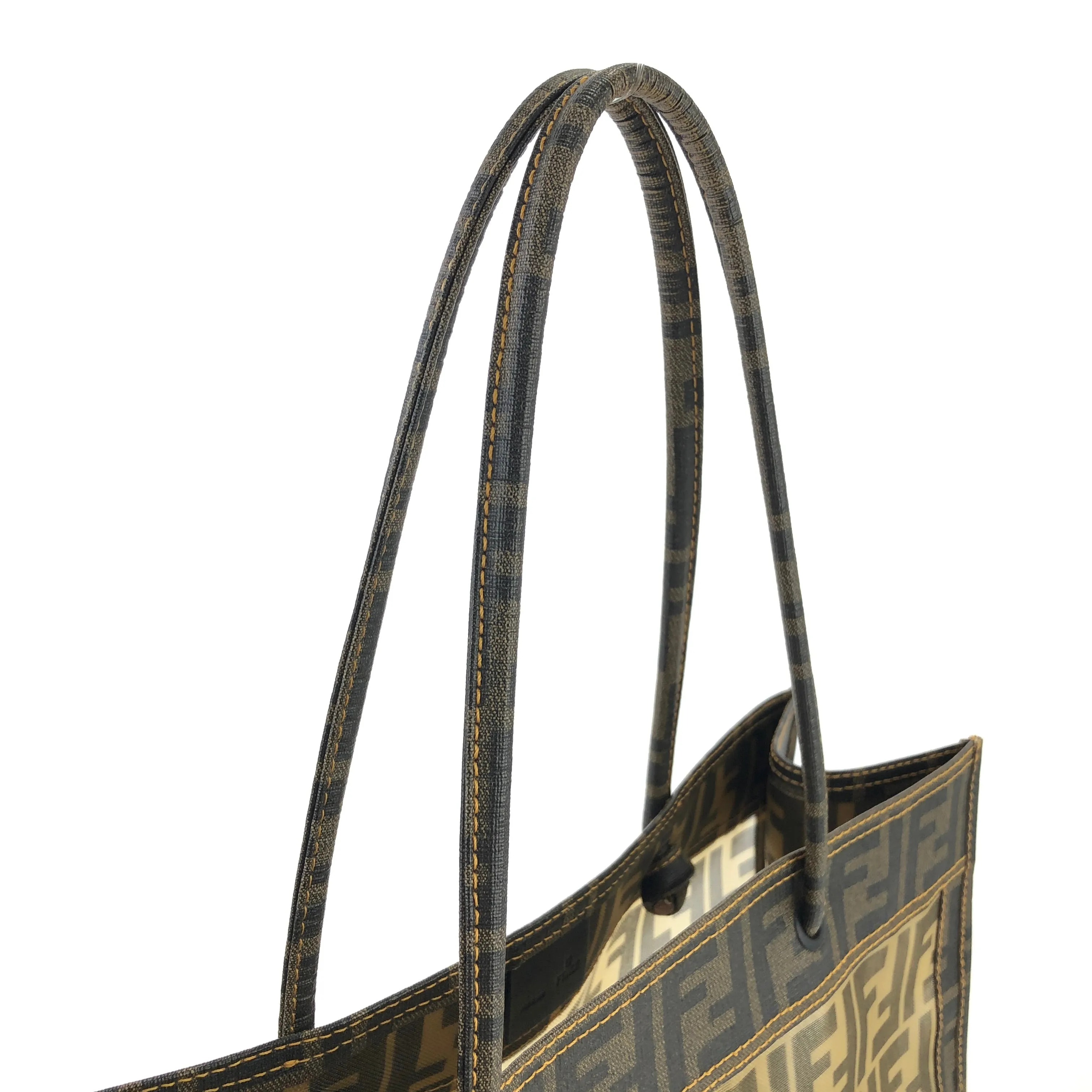 FENDI Zucca handbag  tote bag square  mesh pvc brown old vintage zemssz