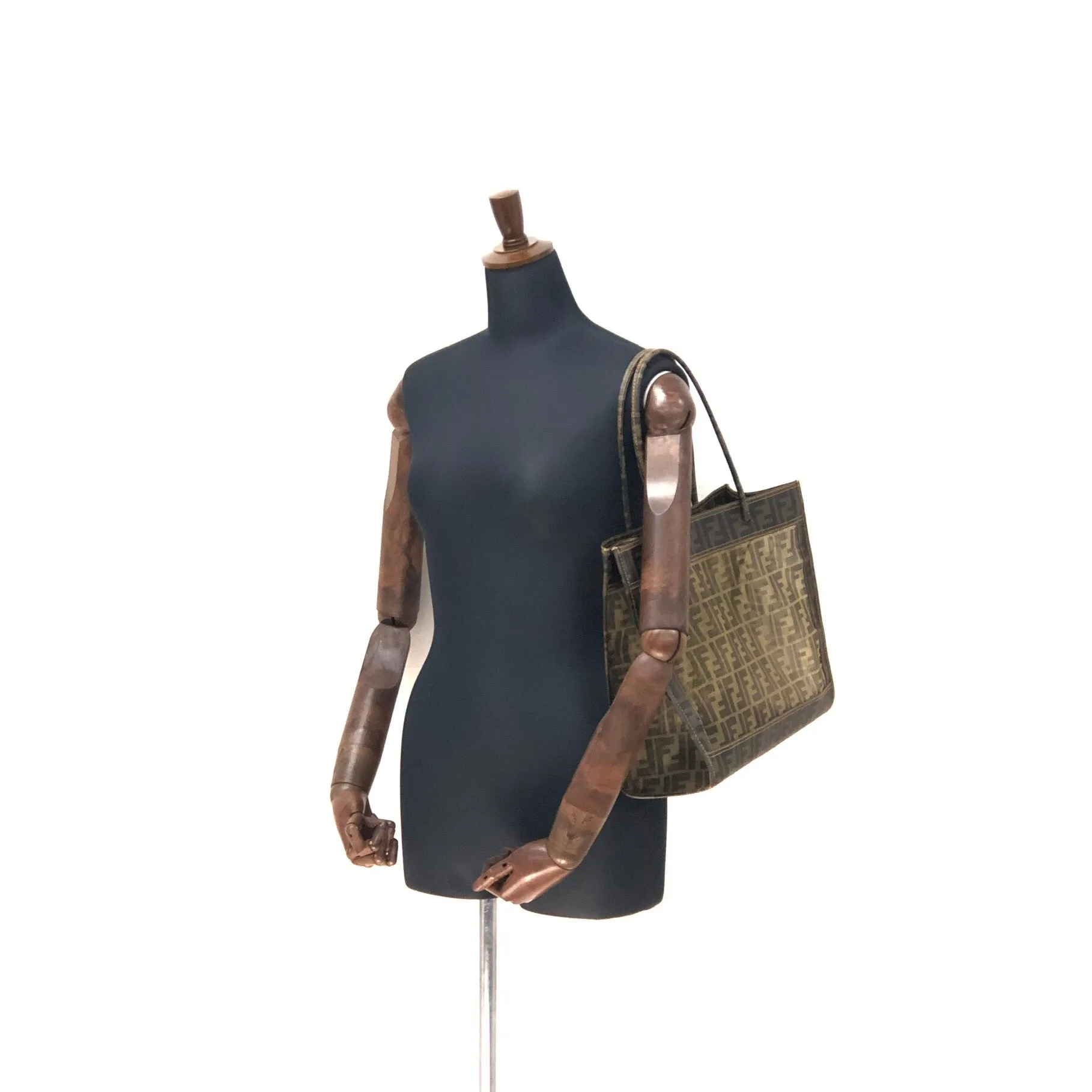 FENDI Zucca handbag  tote bag square  mesh pvc brown old vintage zemssz