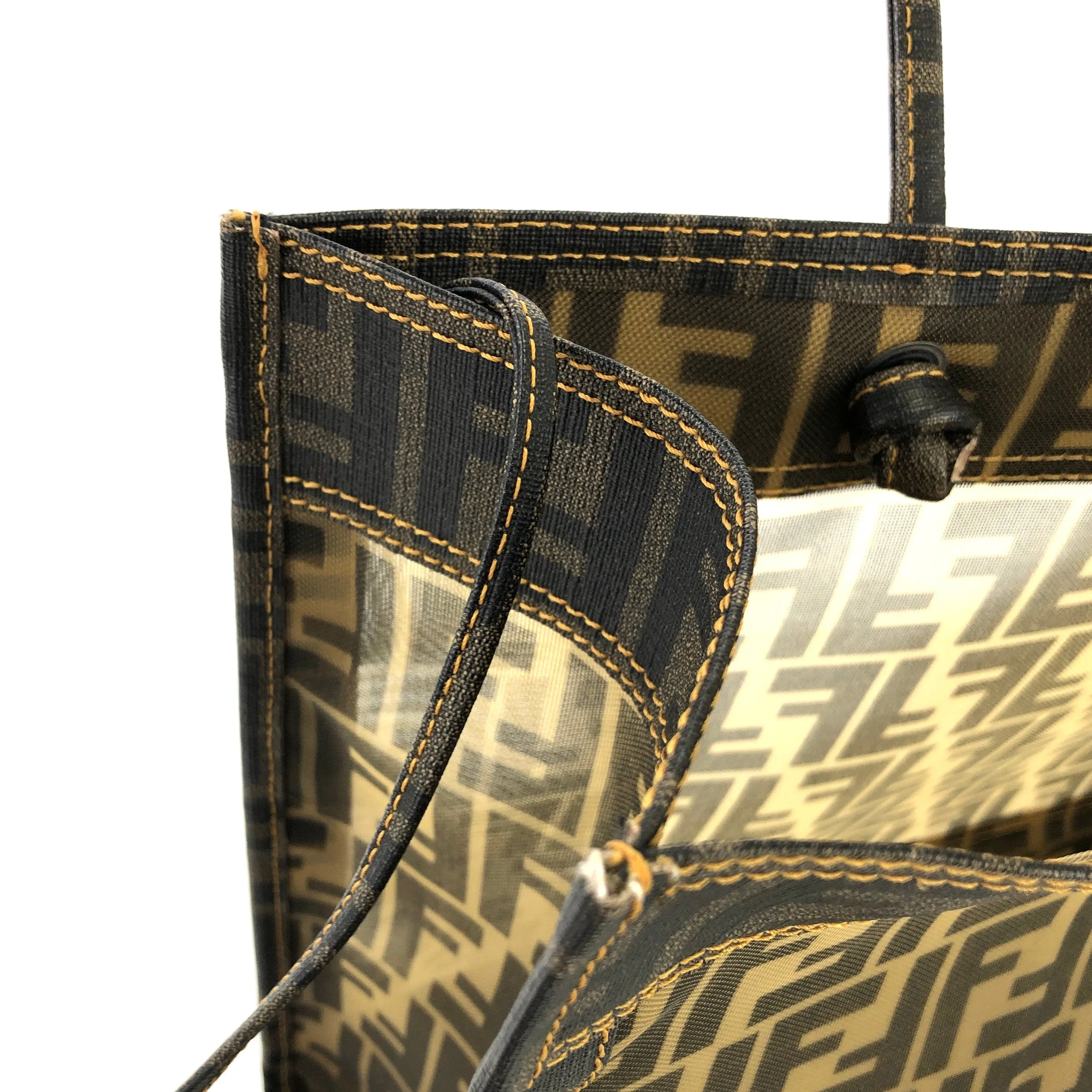 FENDI Zucca handbag  tote bag square  mesh pvc brown old vintage zemssz