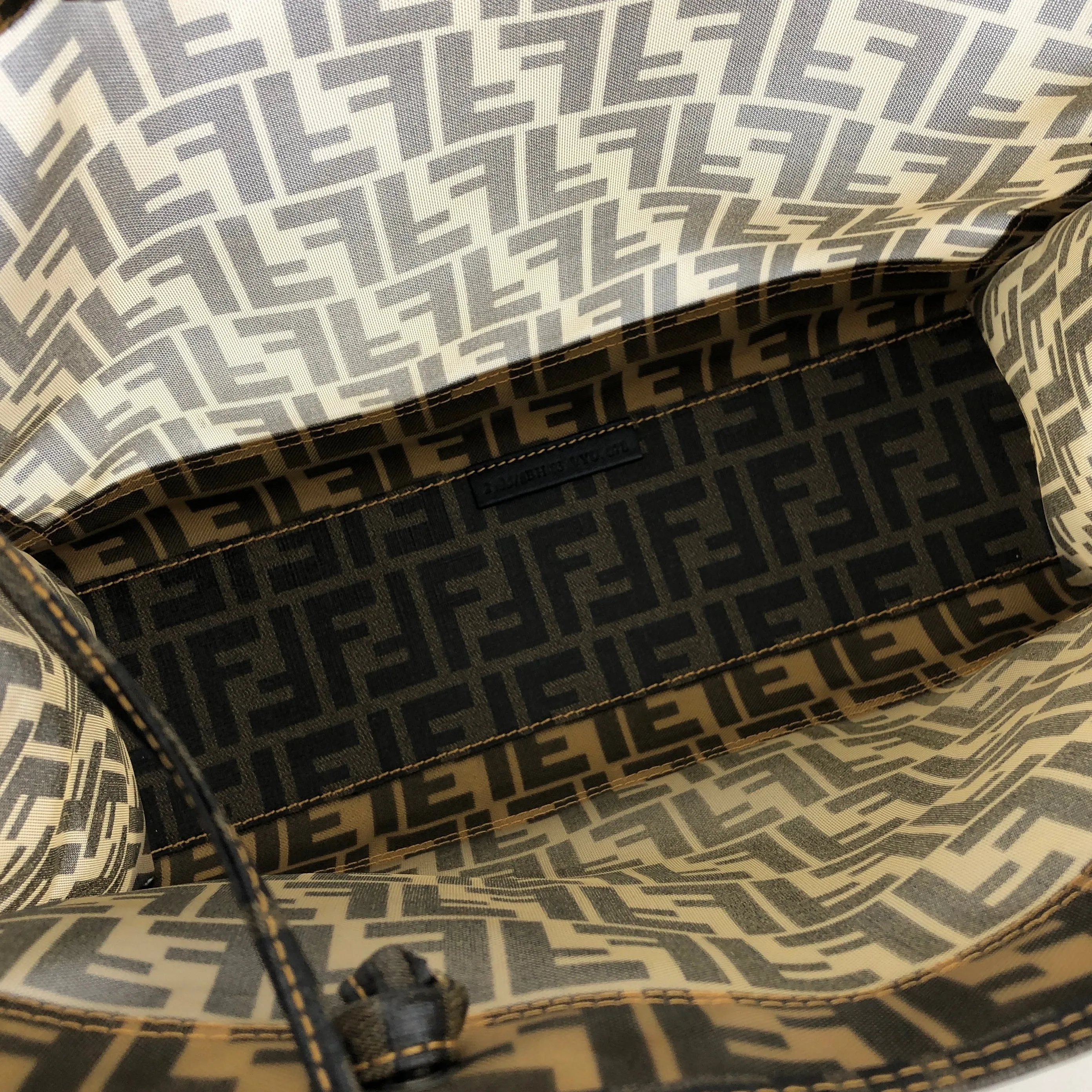 FENDI Zucca handbag  tote bag square  mesh pvc brown old vintage zemssz