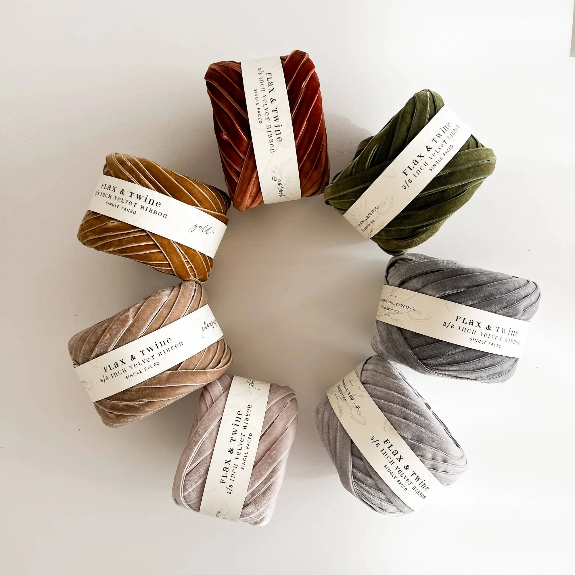 Flax & Twine 3/8" Velvet Ribbon: Jasper / 10 yards