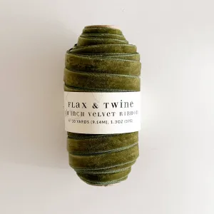 Flax & Twine 3/8" Velvet Ribbon: Jasper / 10 yards