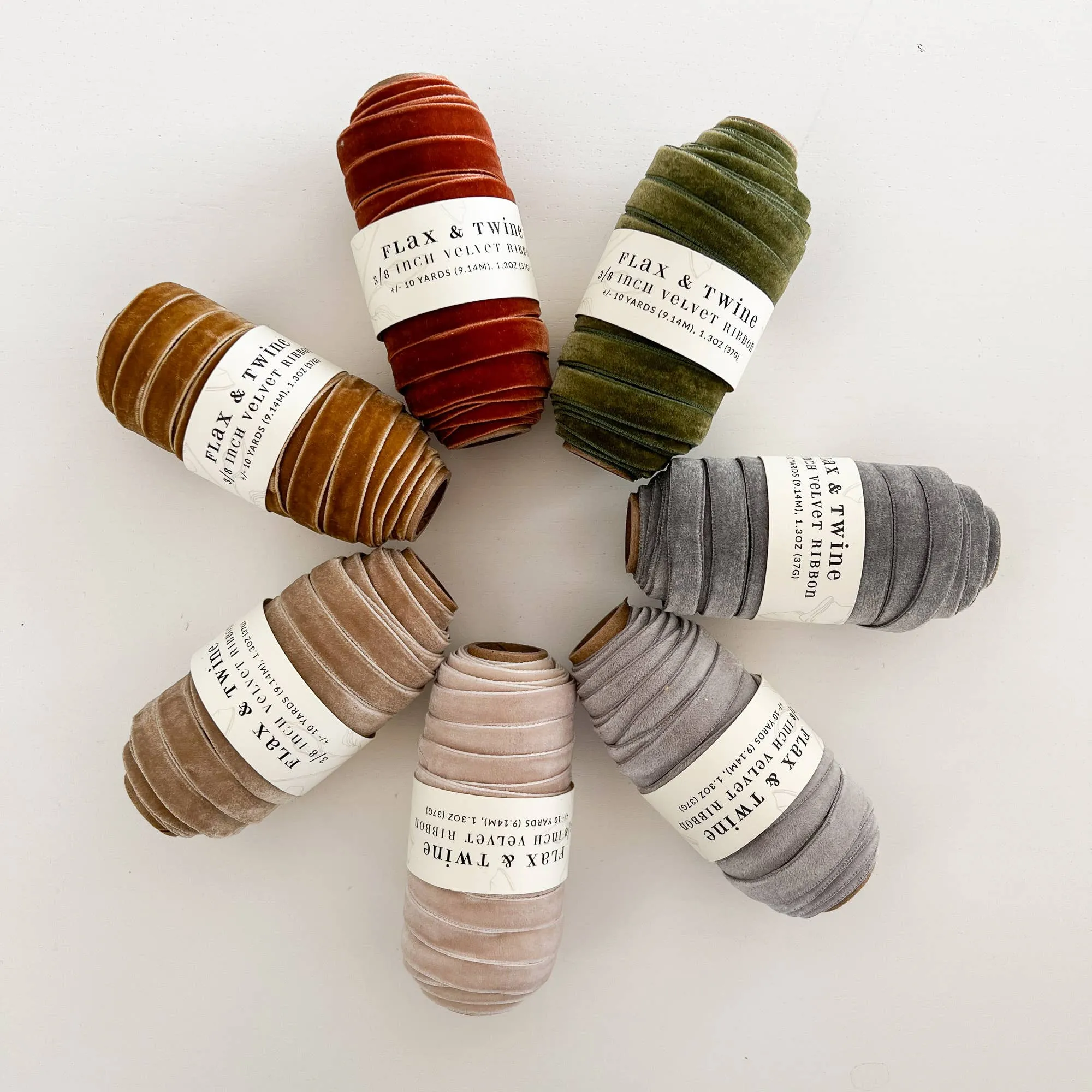 Flax & Twine 3/8" Velvet Ribbon: Jasper / 10 yards