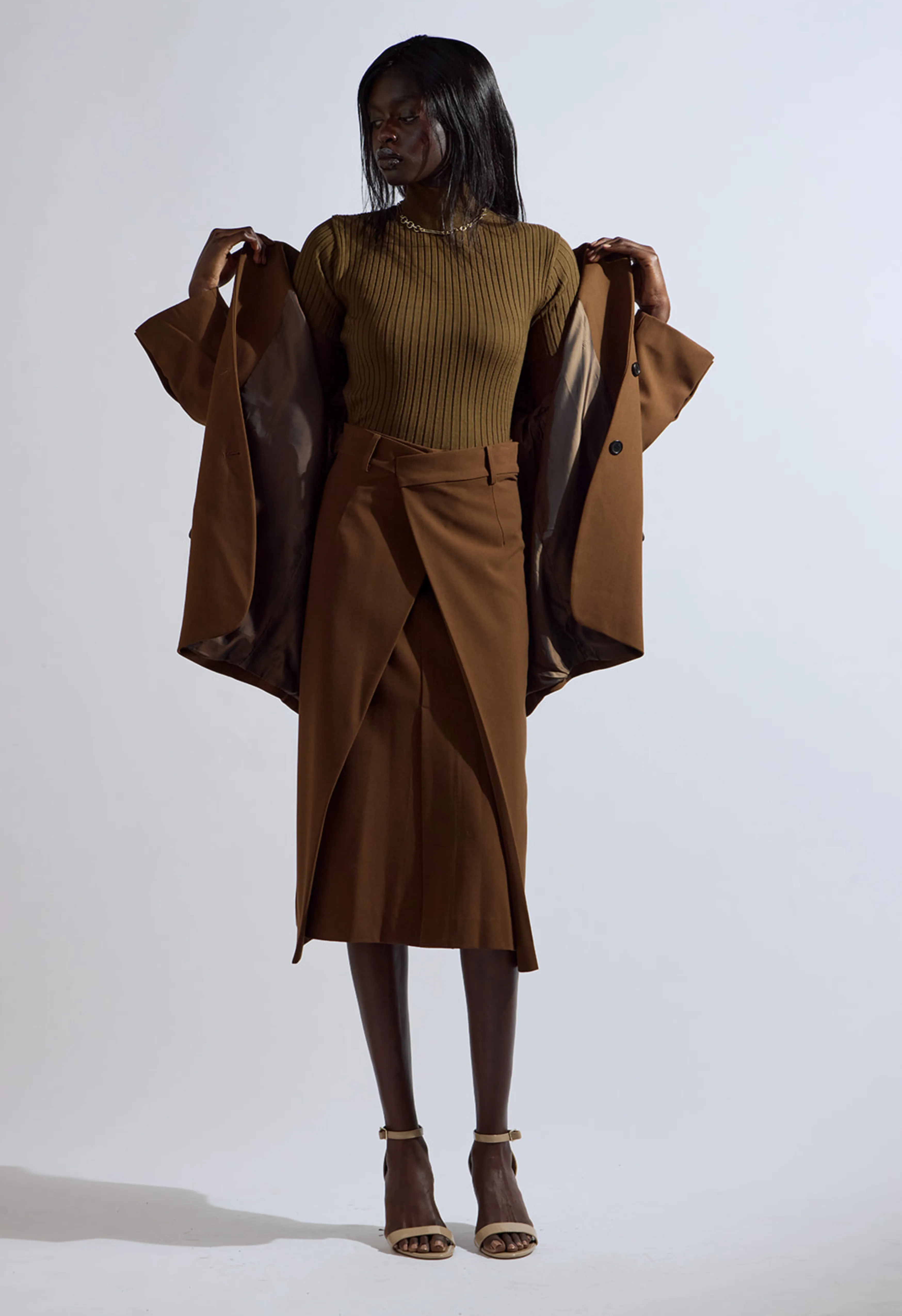 Foldover Brown Skirt