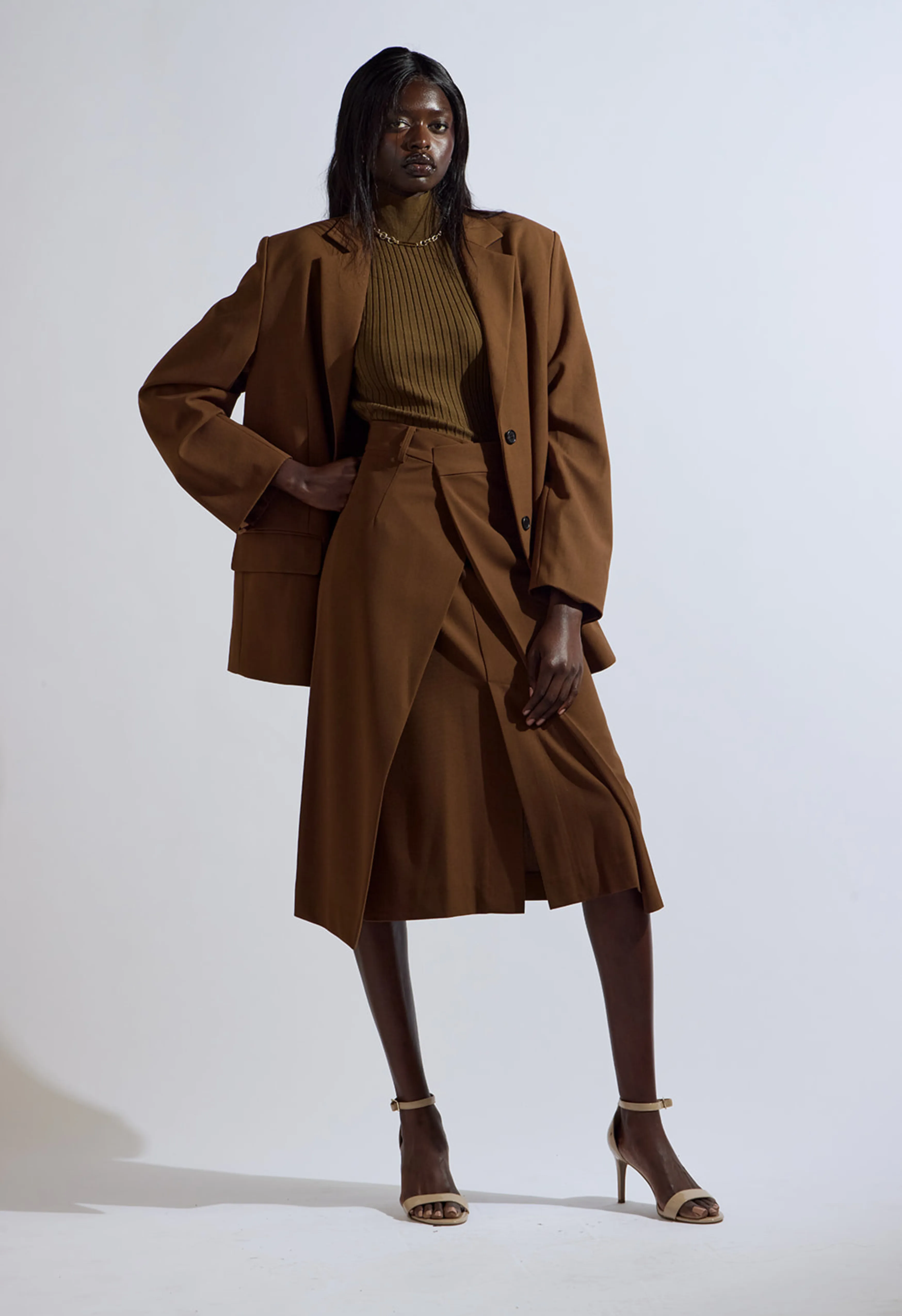 Foldover Brown Skirt