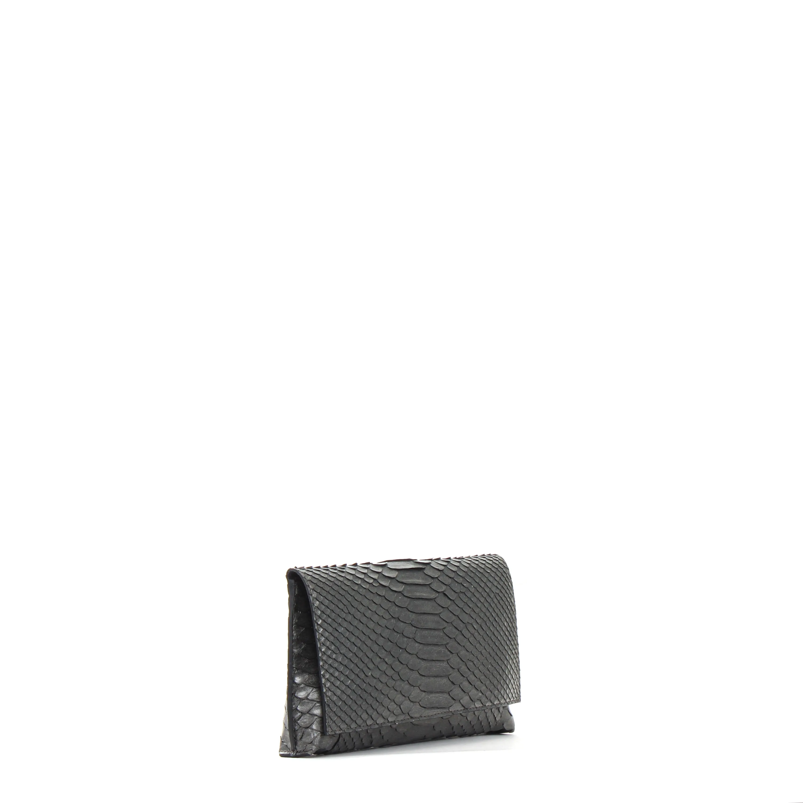 FOLDOVER CLUTCH GUNMETAL PYTHON
