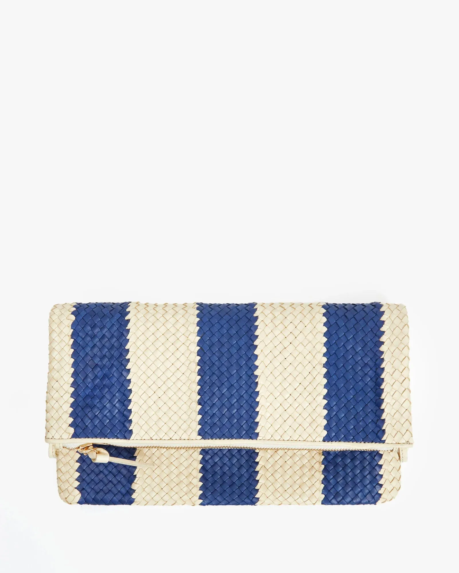 Foldover clutch - indigo & cream