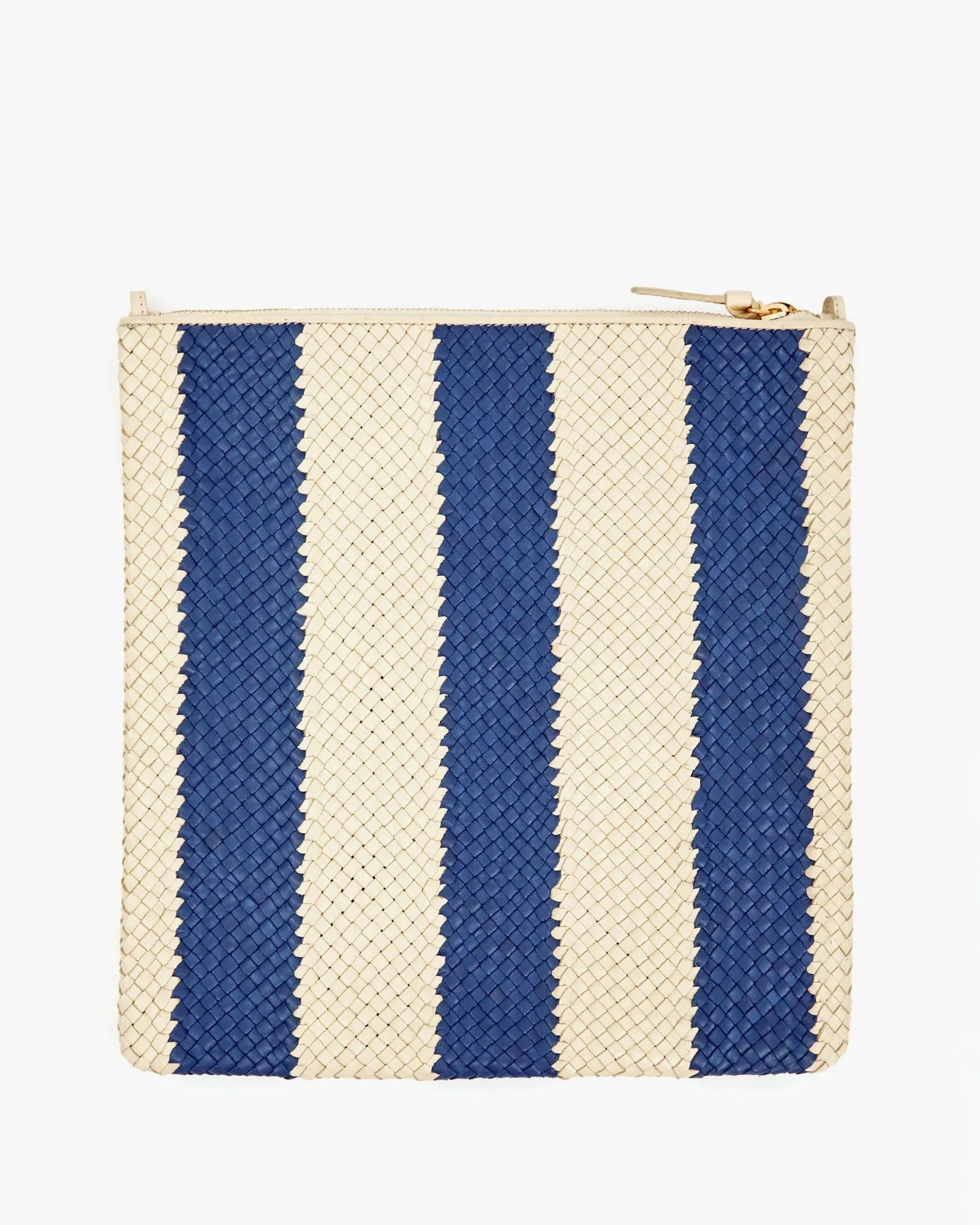 Foldover clutch - indigo & cream