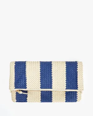 Foldover clutch - indigo & cream