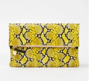 Foldover Clutch Mini yellow snakeskin
