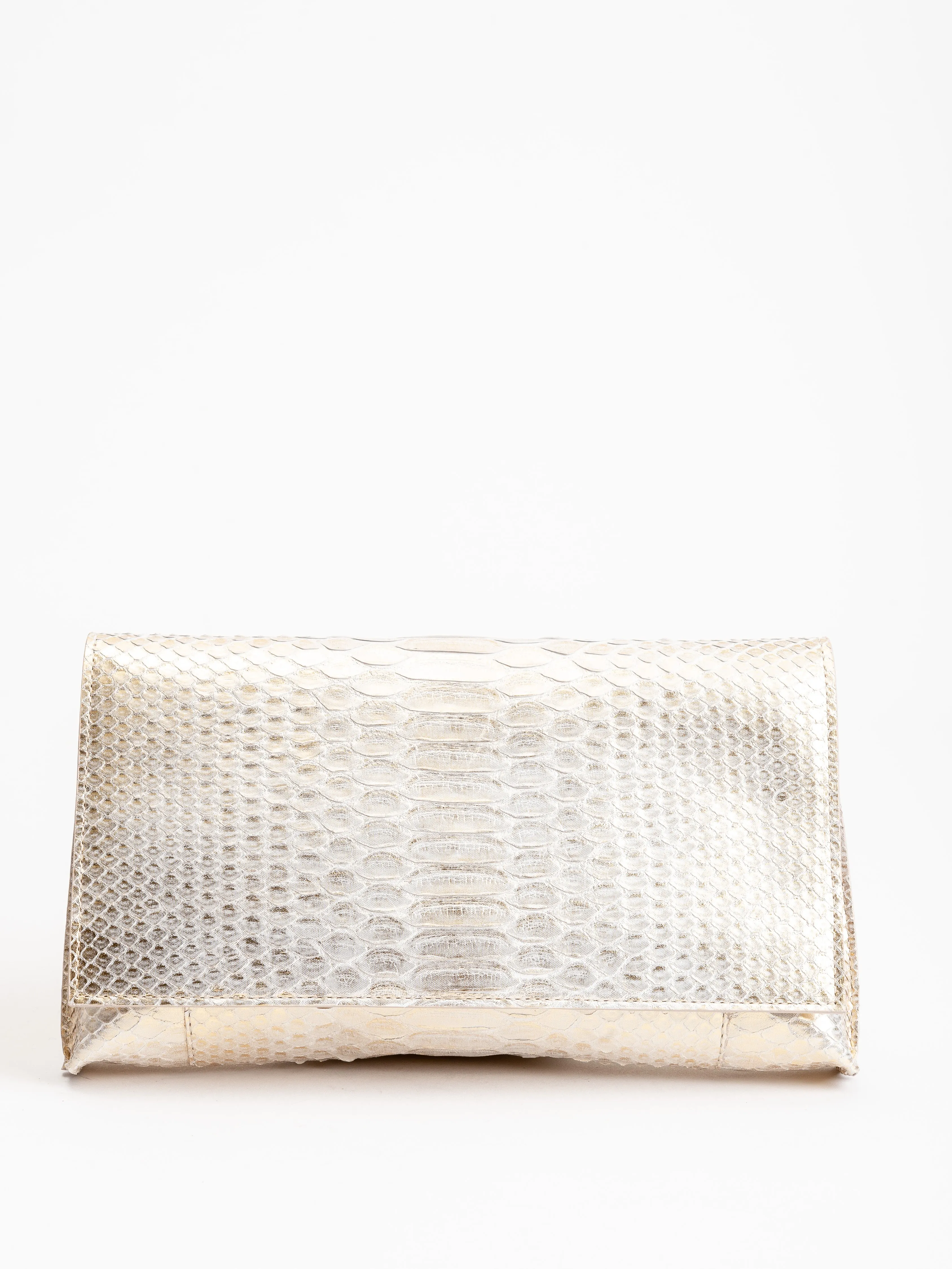 foldover clutch - pale gold python