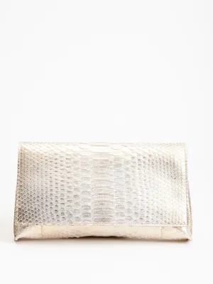foldover clutch - pale gold python