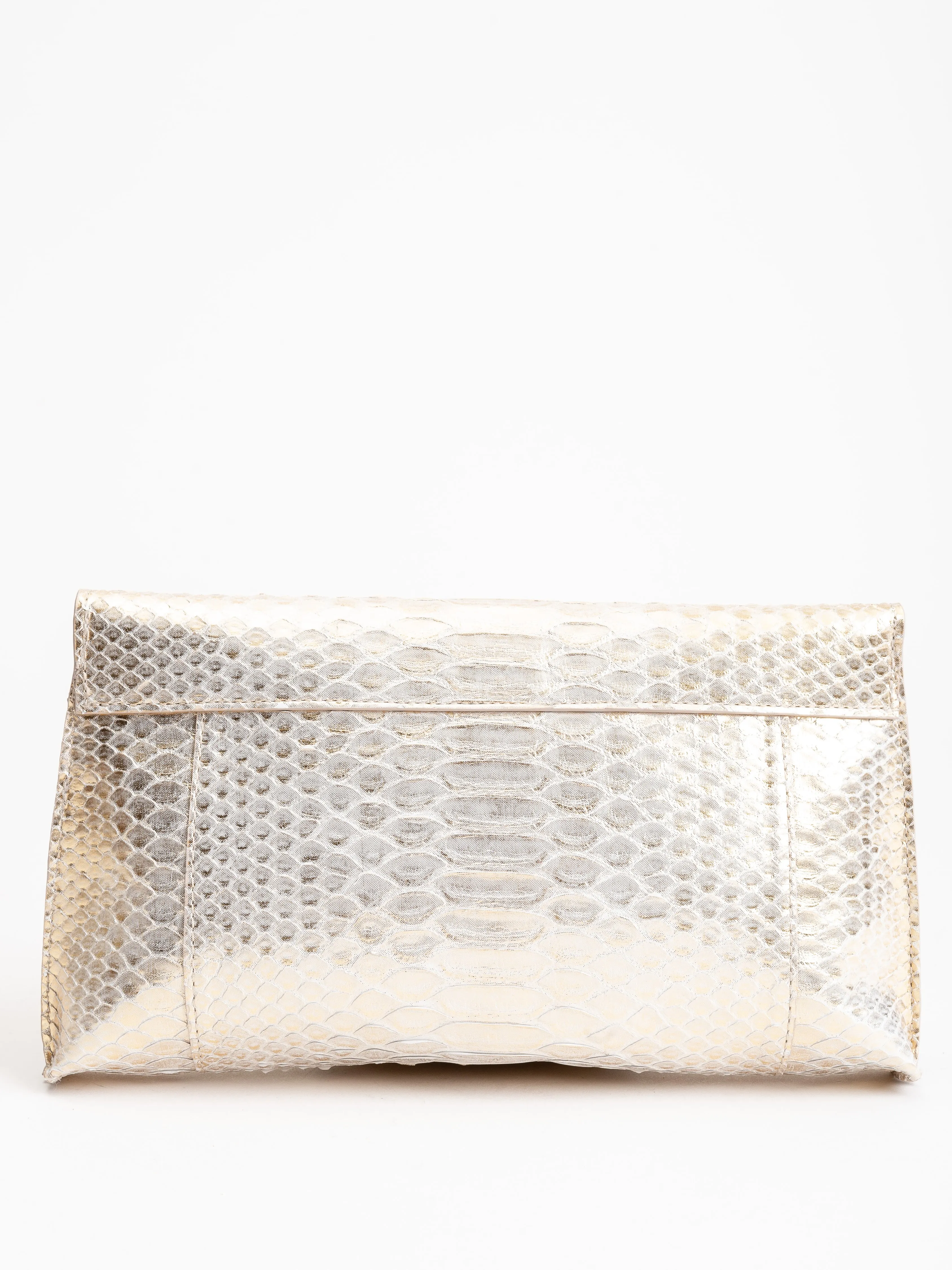 foldover clutch - pale gold python