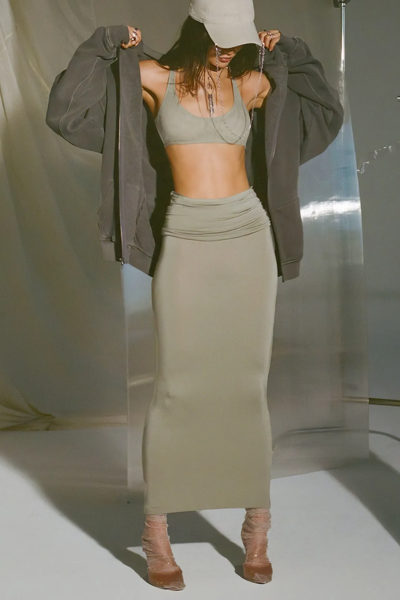 Foldover Maxi Skirt