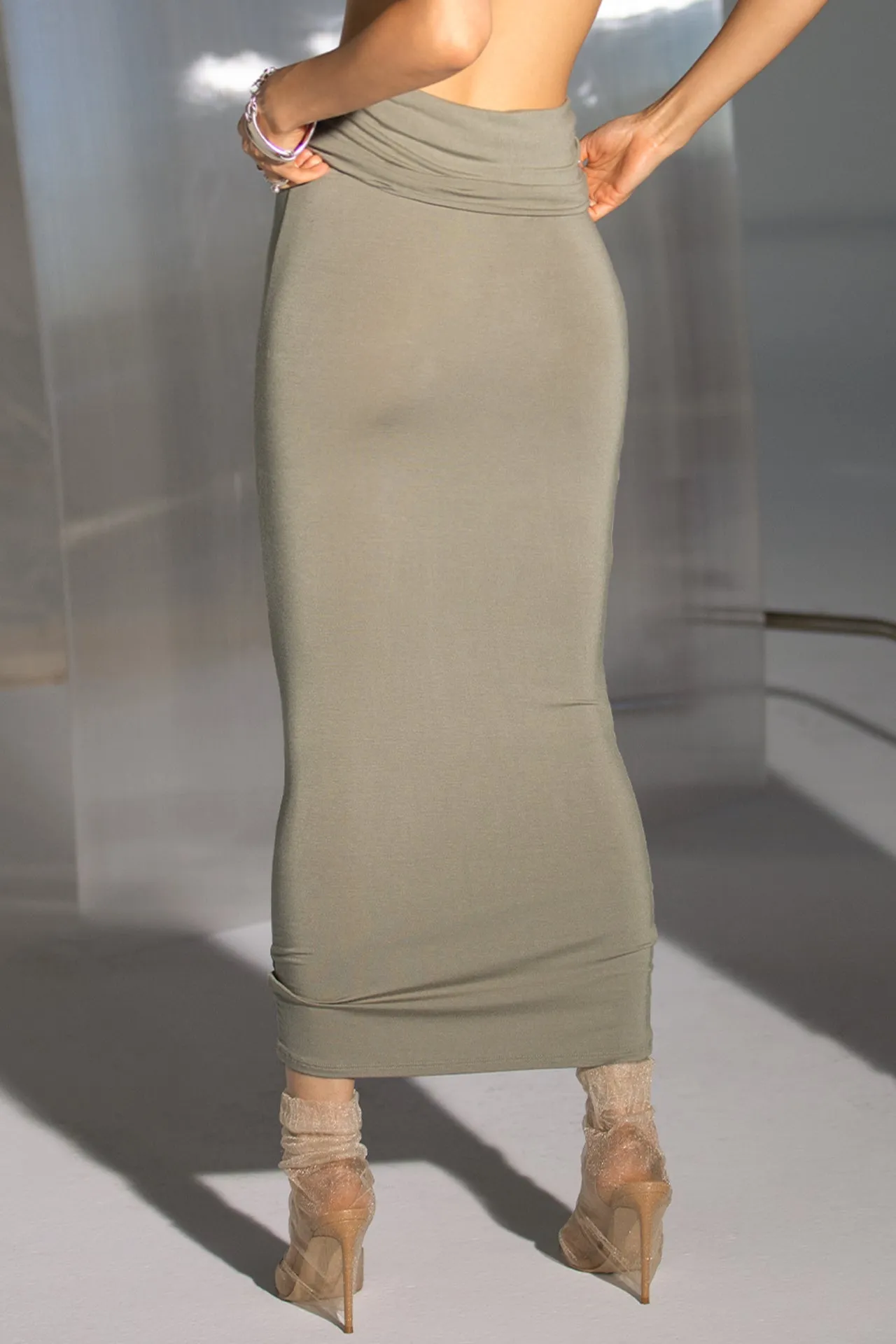 Foldover Maxi Skirt