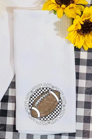Football Retro Circle Game Day Waffle Kitchen Towel