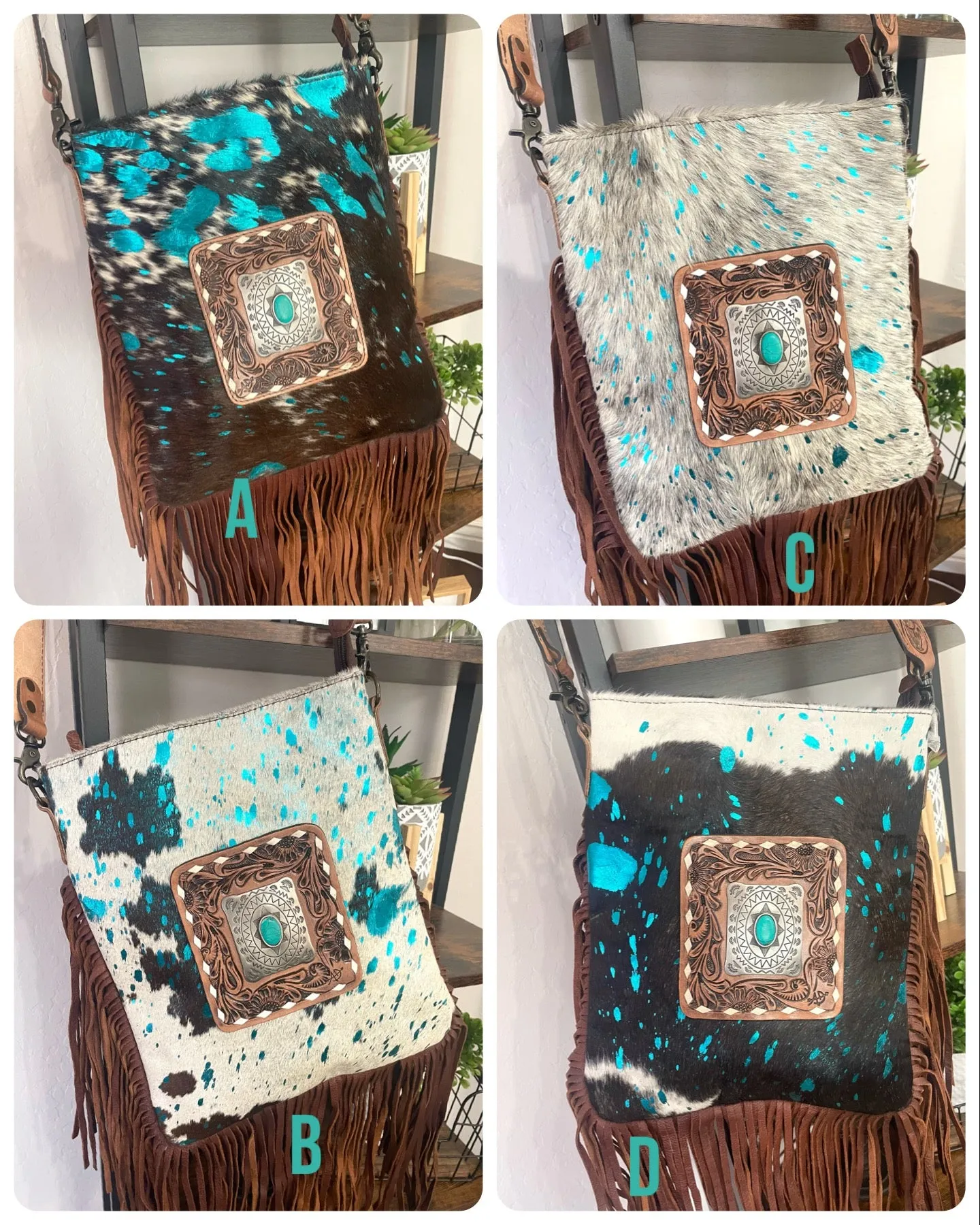Foothills Rancher Brown and White Hide Crossbody Handbag