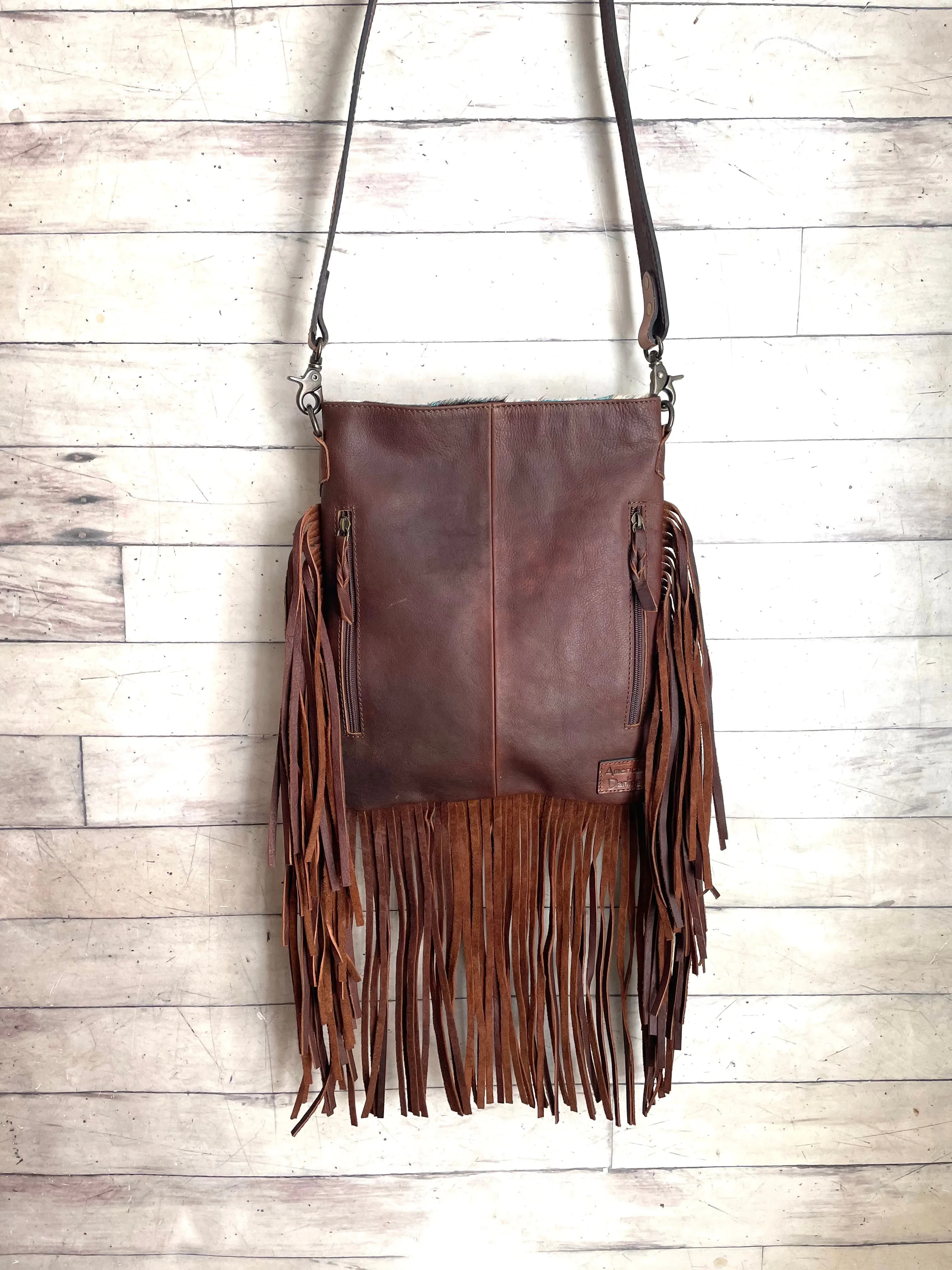 Foothills Rancher Brown and White Hide Crossbody Handbag