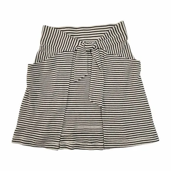Free People All Tied Up Skirt Cream Black Stripes Pockets Women's Size Small