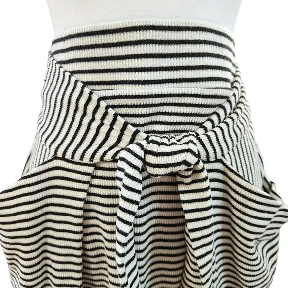 Free People All Tied Up Skirt Cream Black Stripes Pockets Women's Size Small
