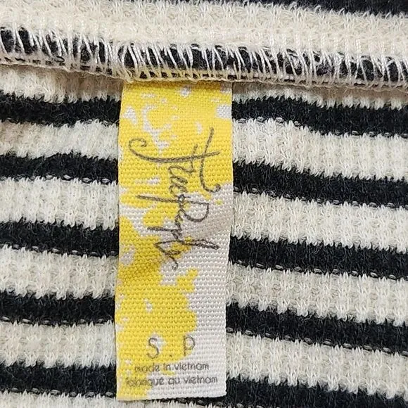 Free People All Tied Up Skirt Cream Black Stripes Pockets Women's Size Small