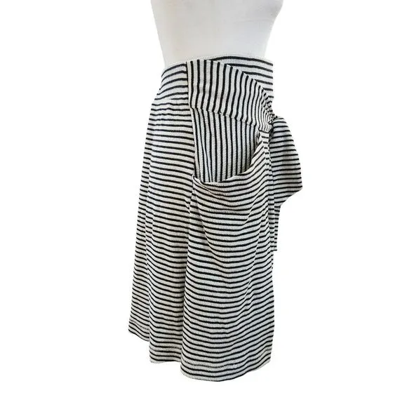 Free People All Tied Up Skirt Cream Black Stripes Pockets Women's Size Small