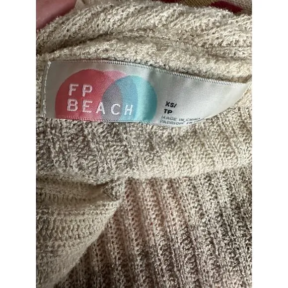 FREE PEOPLE BEACH CARLY CARDI STRIPED RIBBED MAXI CARDIGAN DUSTER XS Oversized