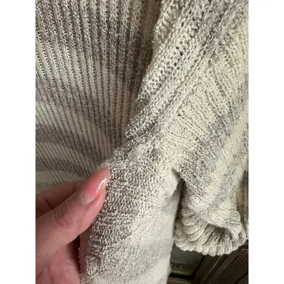 FREE PEOPLE BEACH CARLY CARDI STRIPED RIBBED MAXI CARDIGAN DUSTER XS Oversized
