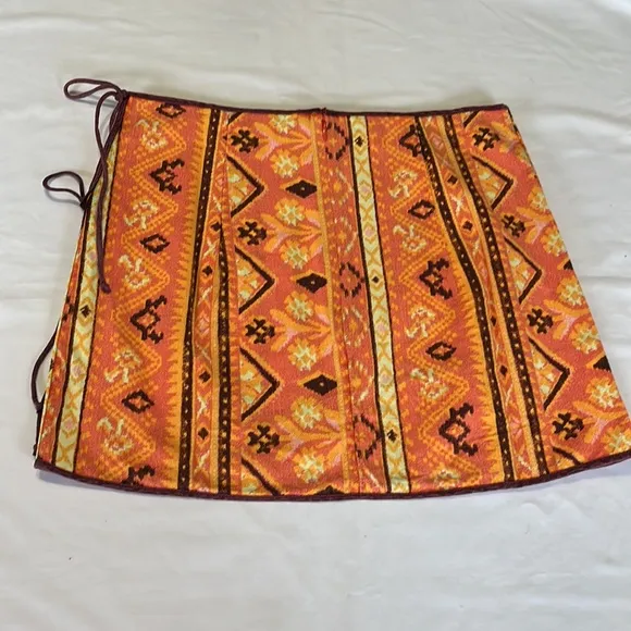 Free People Cleo Wrap Skirt in Rust Combo Size 6