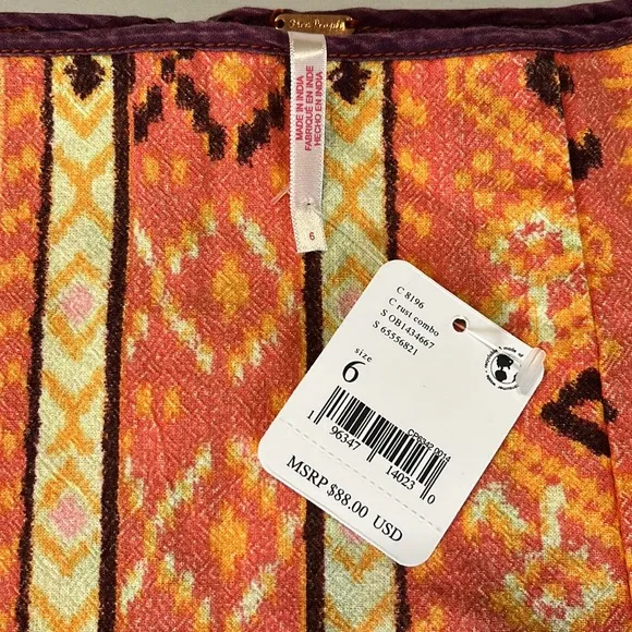 Free People Cleo Wrap Skirt in Rust Combo Size 6