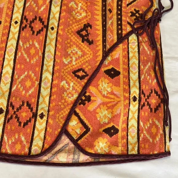 Free People Cleo Wrap Skirt in Rust Combo Size 6