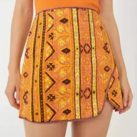 Free People Cleo Wrap Skirt in Rust Combo Size 6