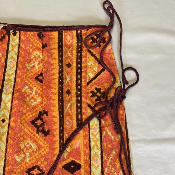 Free People Cleo Wrap Skirt in Rust Combo Size 6