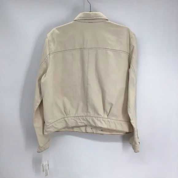 Free People Eisenhower Denim Twill Jacket Casual Boho Ivory Slouchy NWT Size L