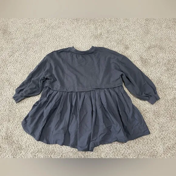 Free People Eleanor Sweatshirt Mini Dress Charcoal Gray Oversized Tunic Layer M
