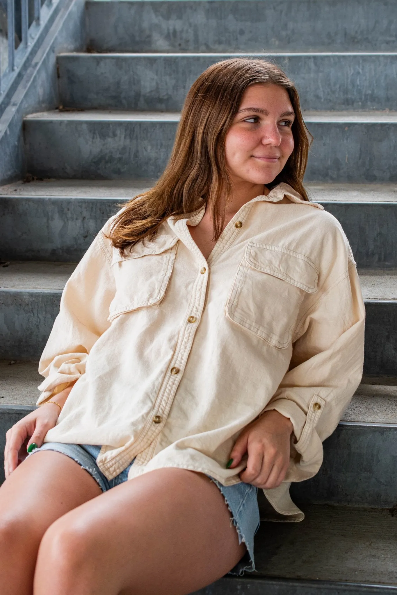Free People: Made for Sun Linen Shirt in Wet Plaster
